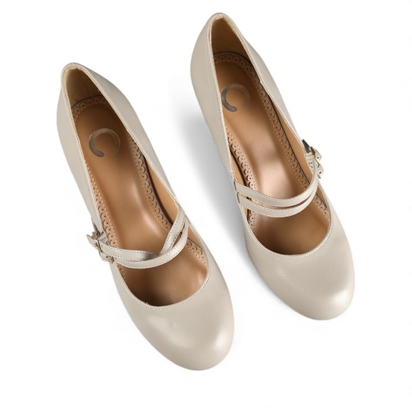 Classic Mary Jane Pumps | Neutral Taupe Block Heel | US 8.5 - Picture 4 of 5